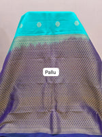 Aqua Blue Pure Kanchi Pattu Saree pallu