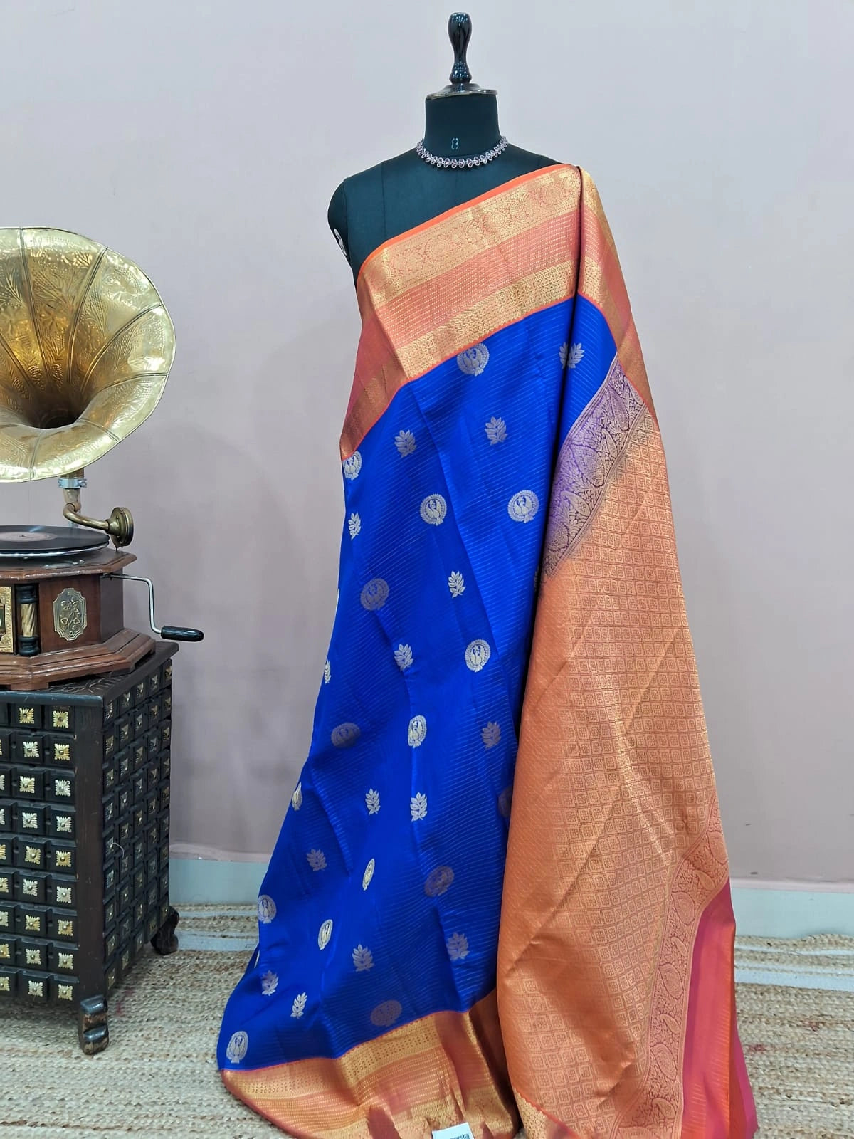 Royal Blue Pure Kanchi Pattu Saree