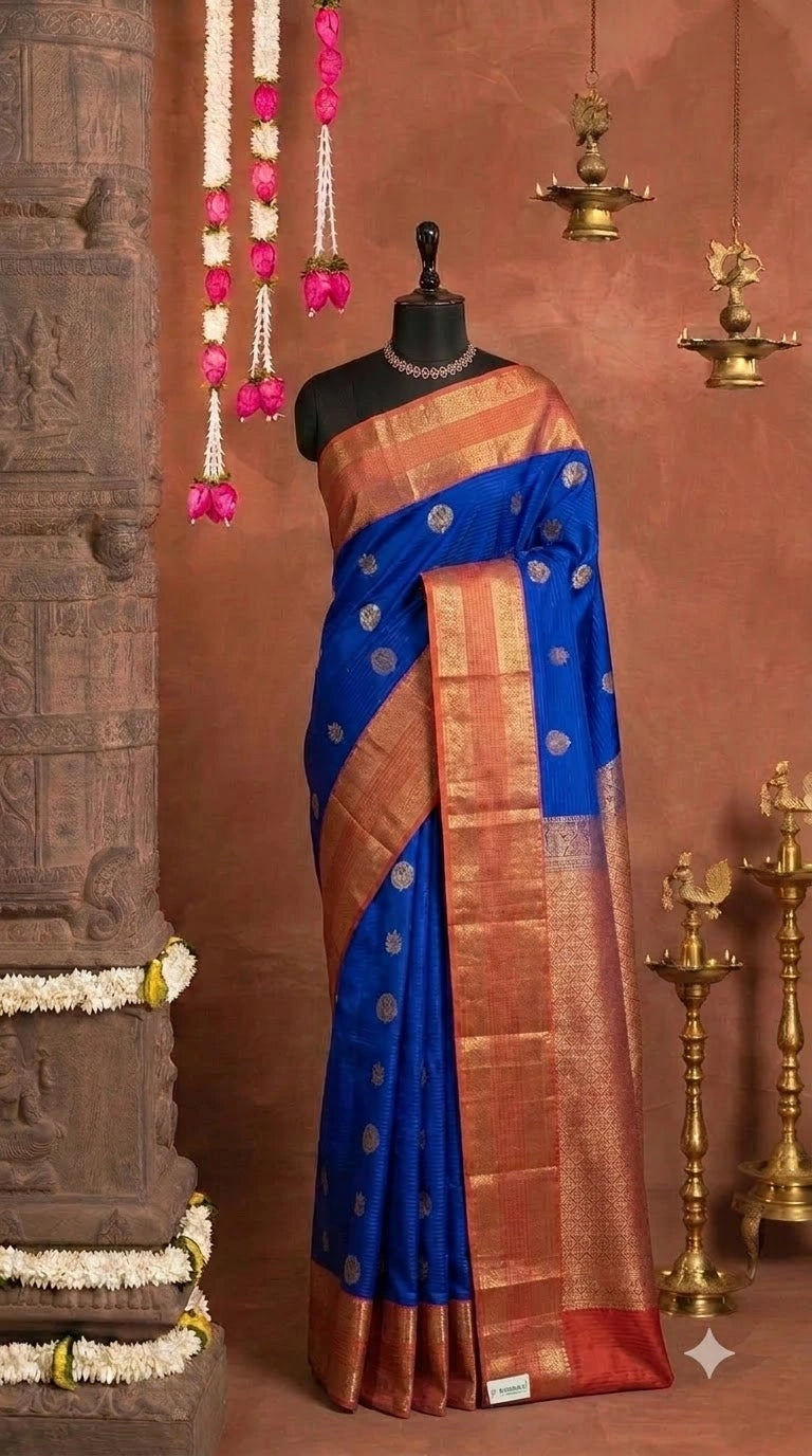 Royal Blue Pure Kanchi Pattu Saree