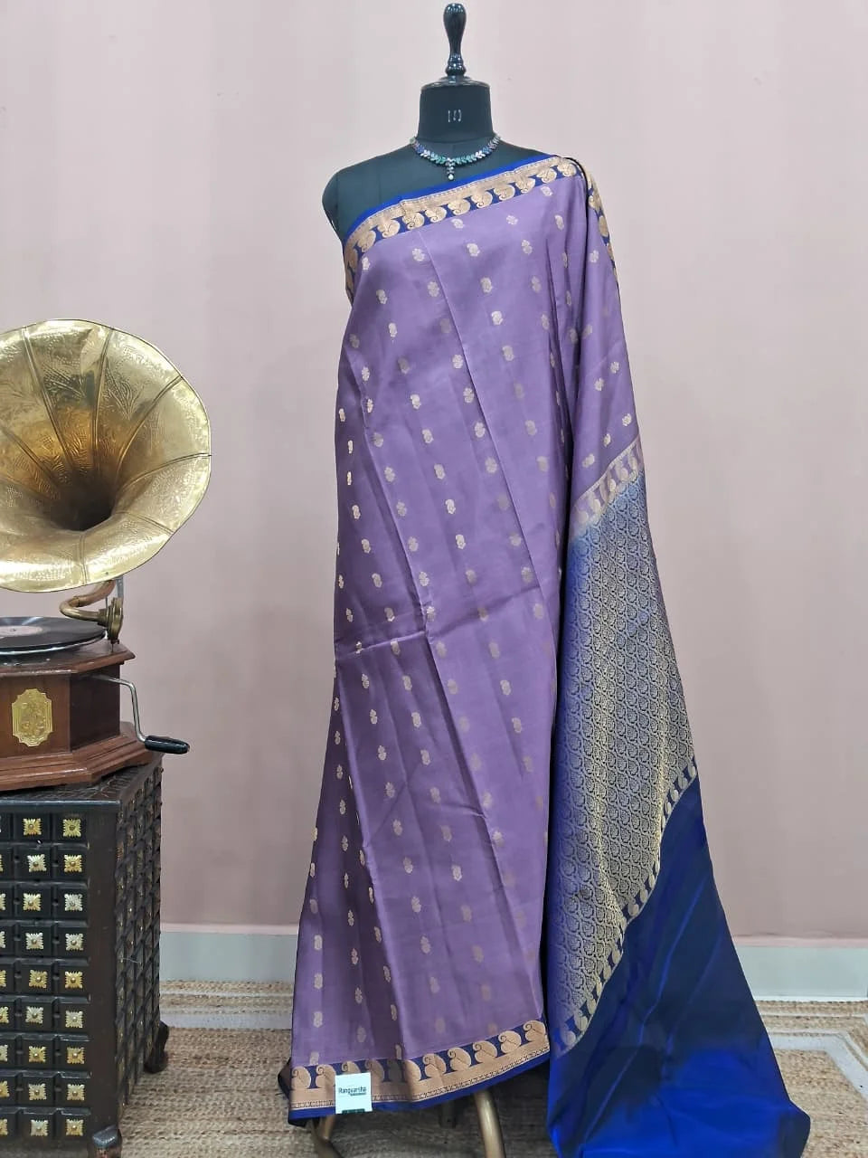 Lavender Pure Kanchi Pattu Saree