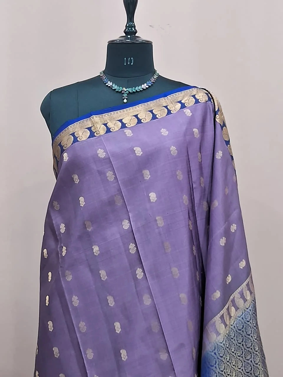 Lavender Pure Kanchi Pattu Saree 1
