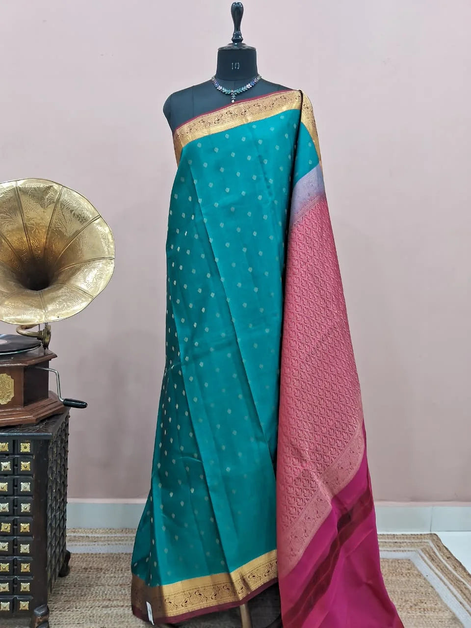 Teal Blue Pure Kanchi Pattu Saree