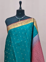Teal Blue Pure Kanchi Pattu Saree 1