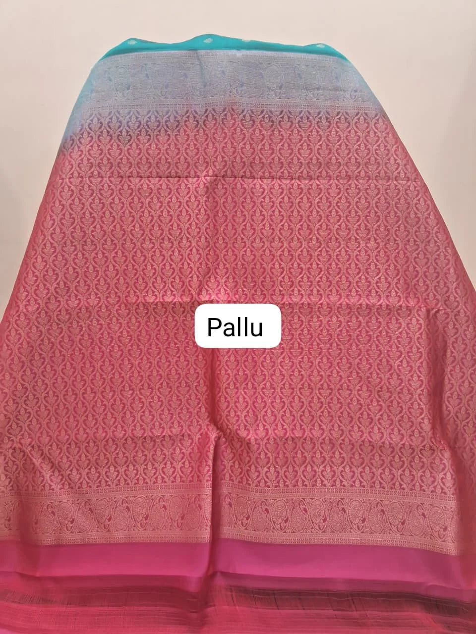 Teal Blue Pure Kanchi Pattu Saree Pallu