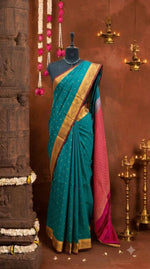 Teal Blue Pure Kanchi Pattu Saree