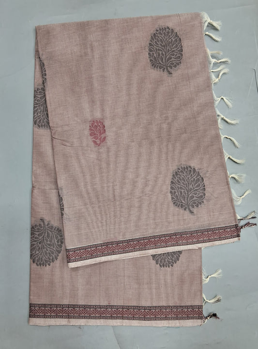 Sand Brown Korvai Kanchi Cotton Saree 