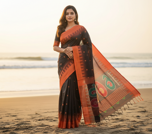 Black Khadhi Cotton_ Saree