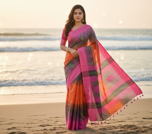 Paneled Khadhi Cotton Saree