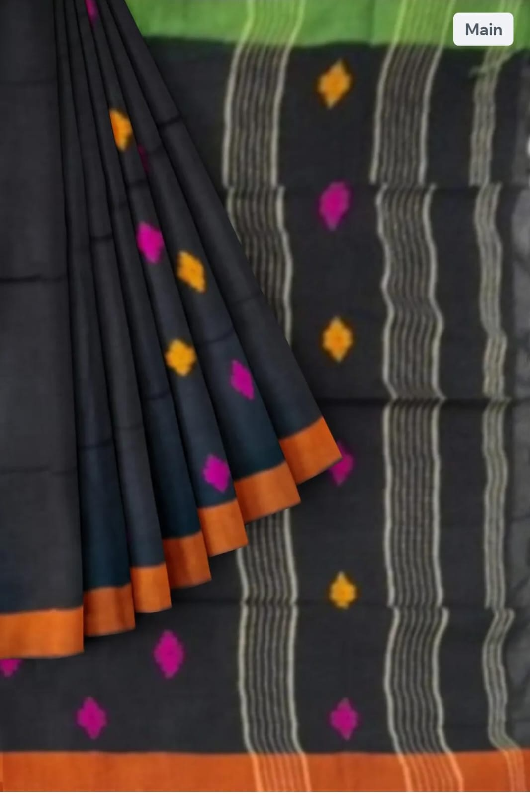 Black Khadhi Cotton Saree