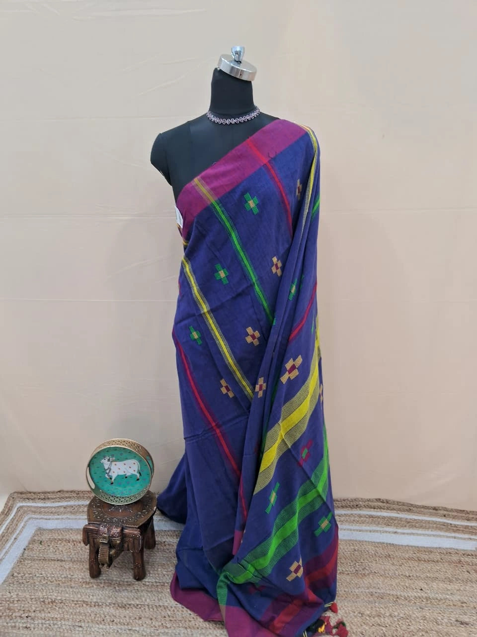 Navy Blue Khadhi Cotton Saree