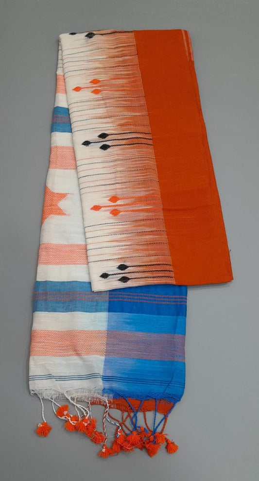 Paneled Khadi Cotton Saree