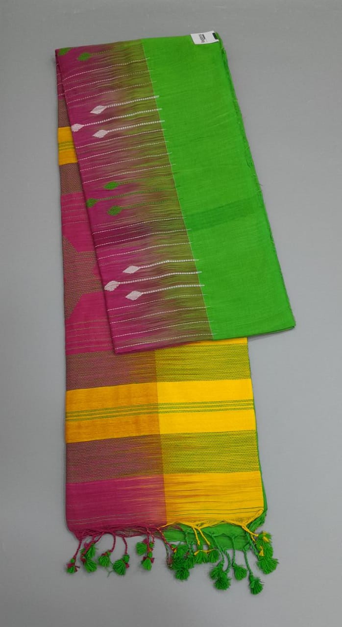 Paneled Khadi Cotton Saree