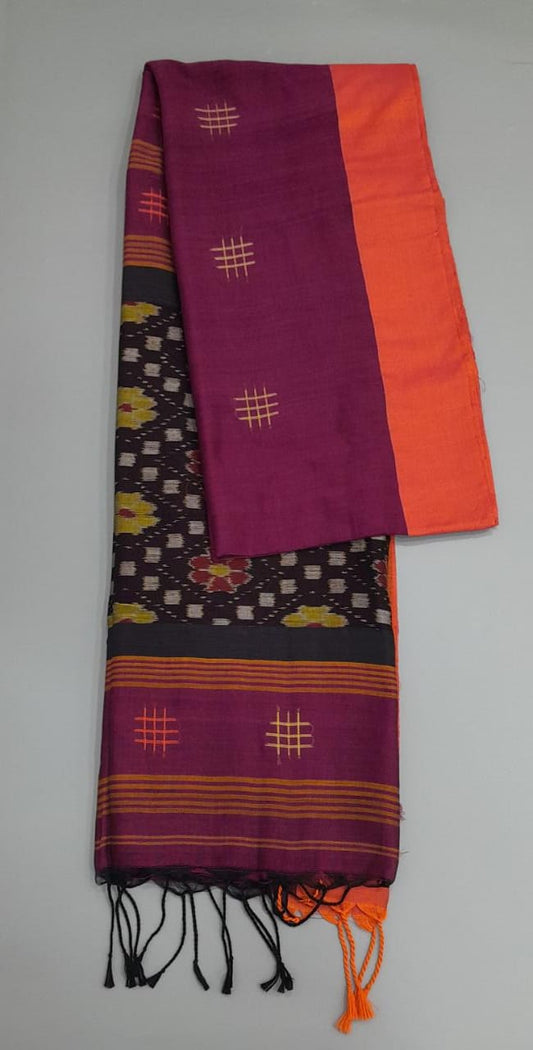 Magenta pink Khadi Cotton Saree