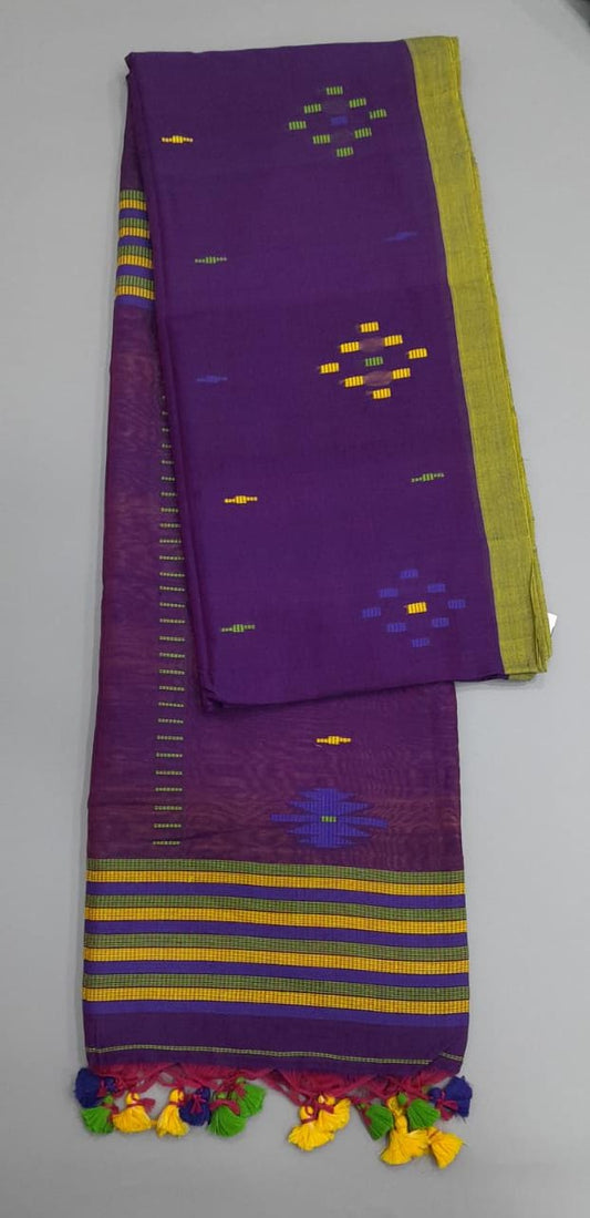 Purple Khadi Cotton Saree