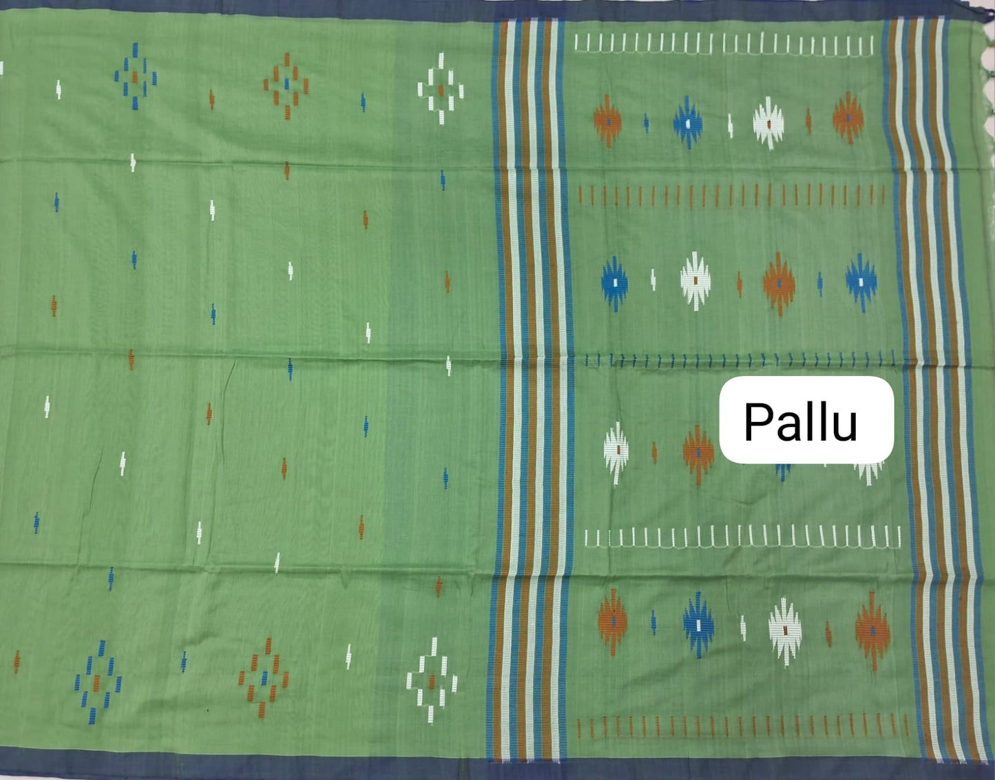 Leaf Green Khadi Cotton Saree