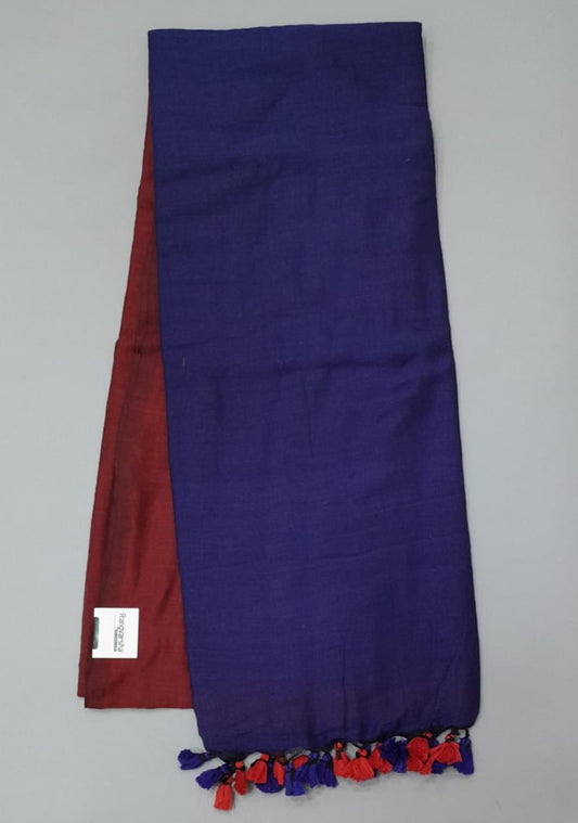 Maroon khadi cotton saree