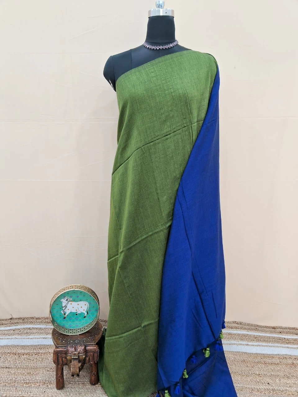 Mehandi green Khadhi cotton saree