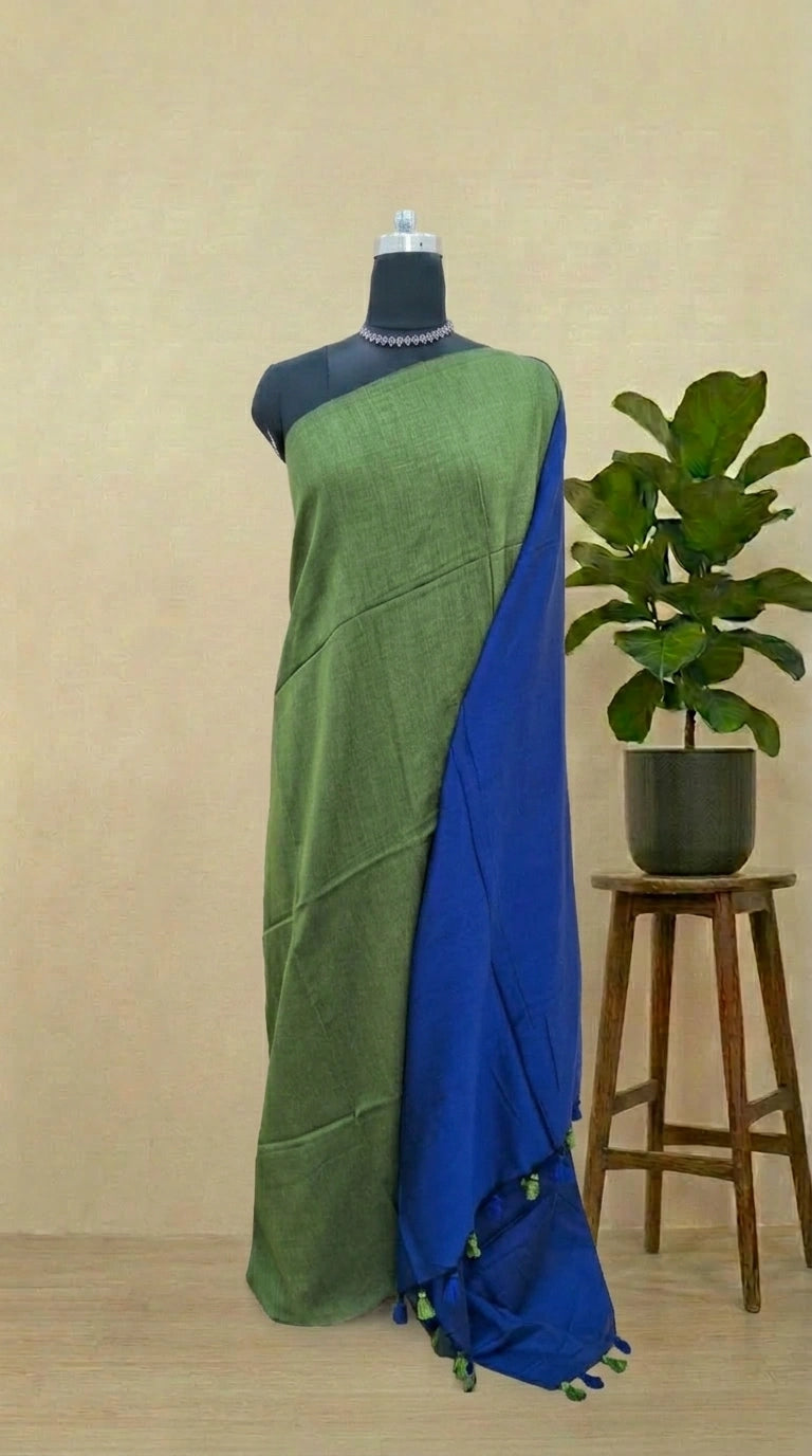 Mehandi green Khadhi cotton saree