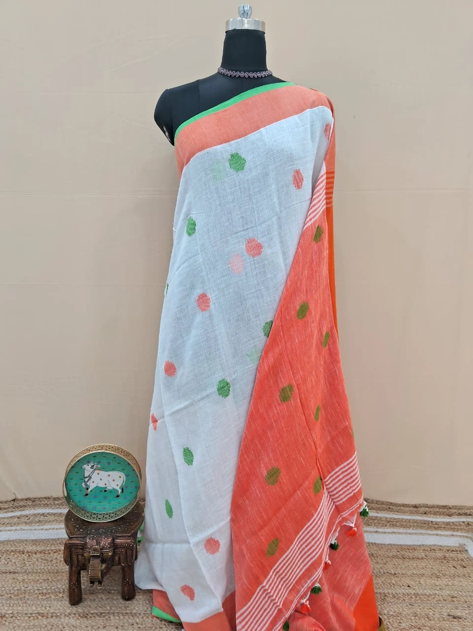 Pristine White Handwoven Khadhi Cotton Saree