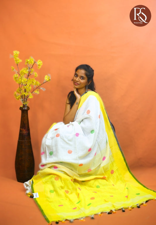 White Khadi Cotton Saree