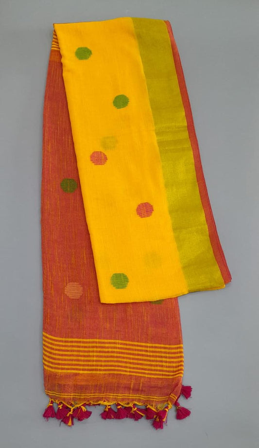 Honey shade Khadi Cotton Saree