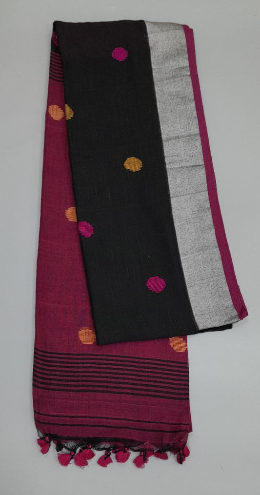 Black Khadhi Cotton Saree