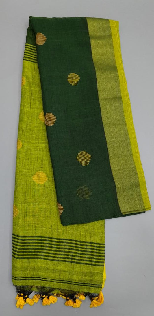 Leaf green Khadi Cotton Saree