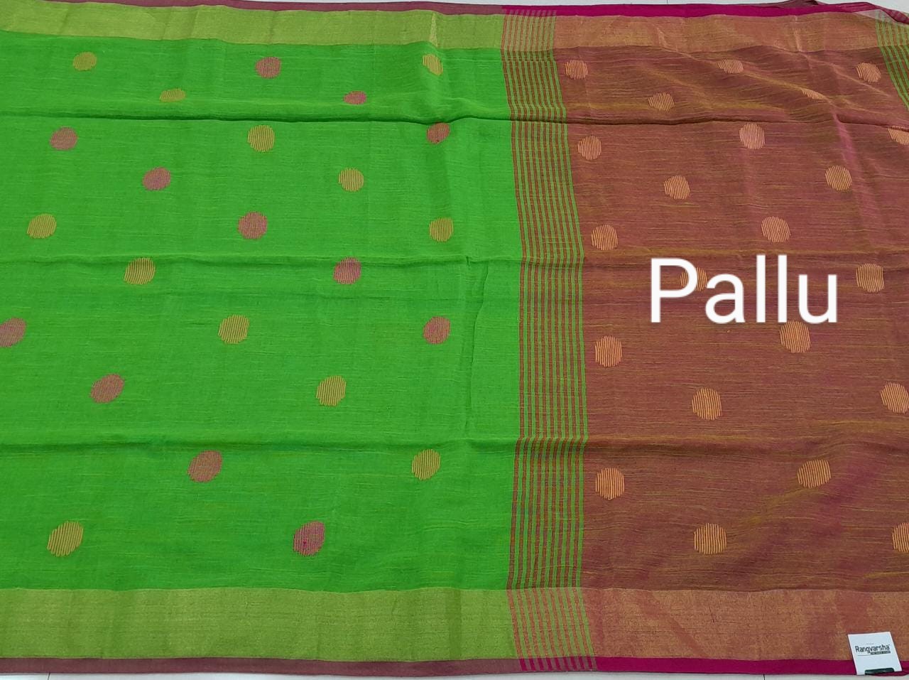 Parrot green Khadi Cotton Saree