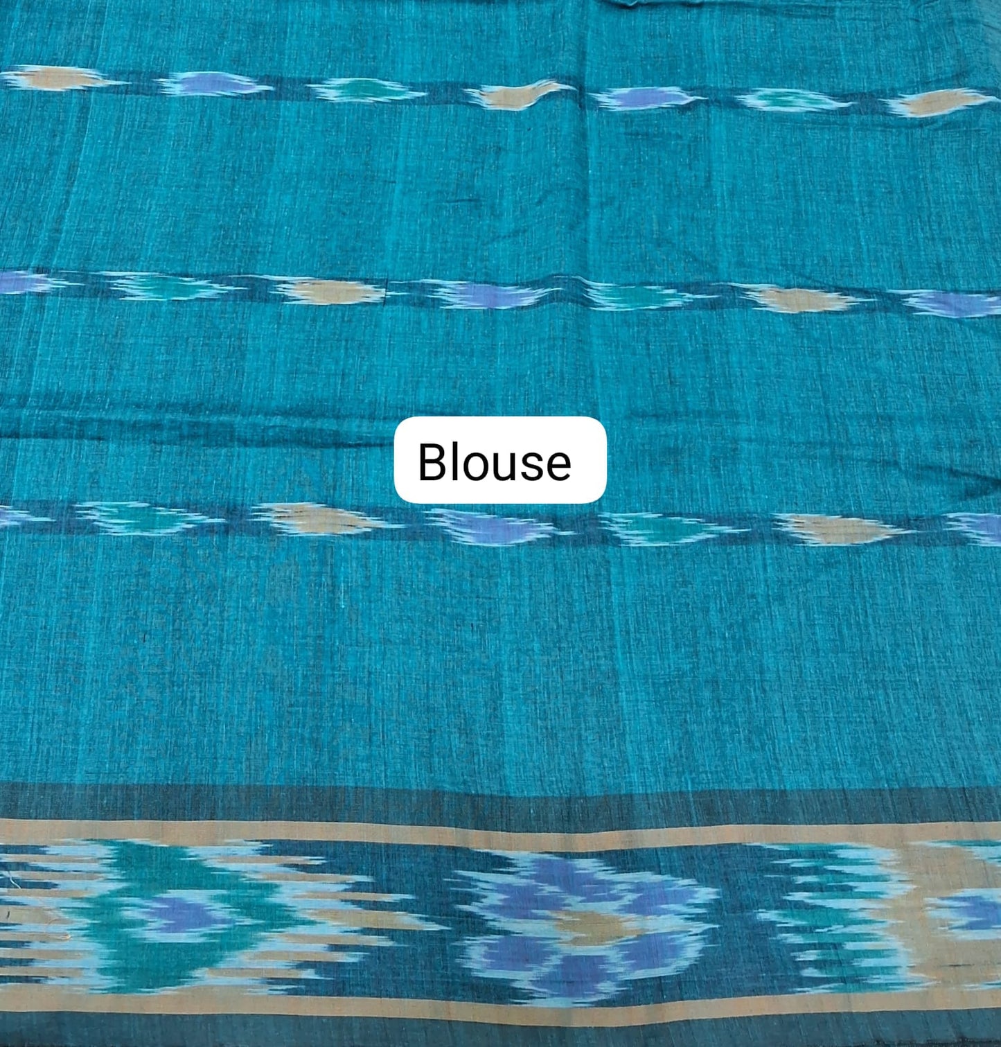 Caribbean Blue Khadhi Cotton Saree blouse