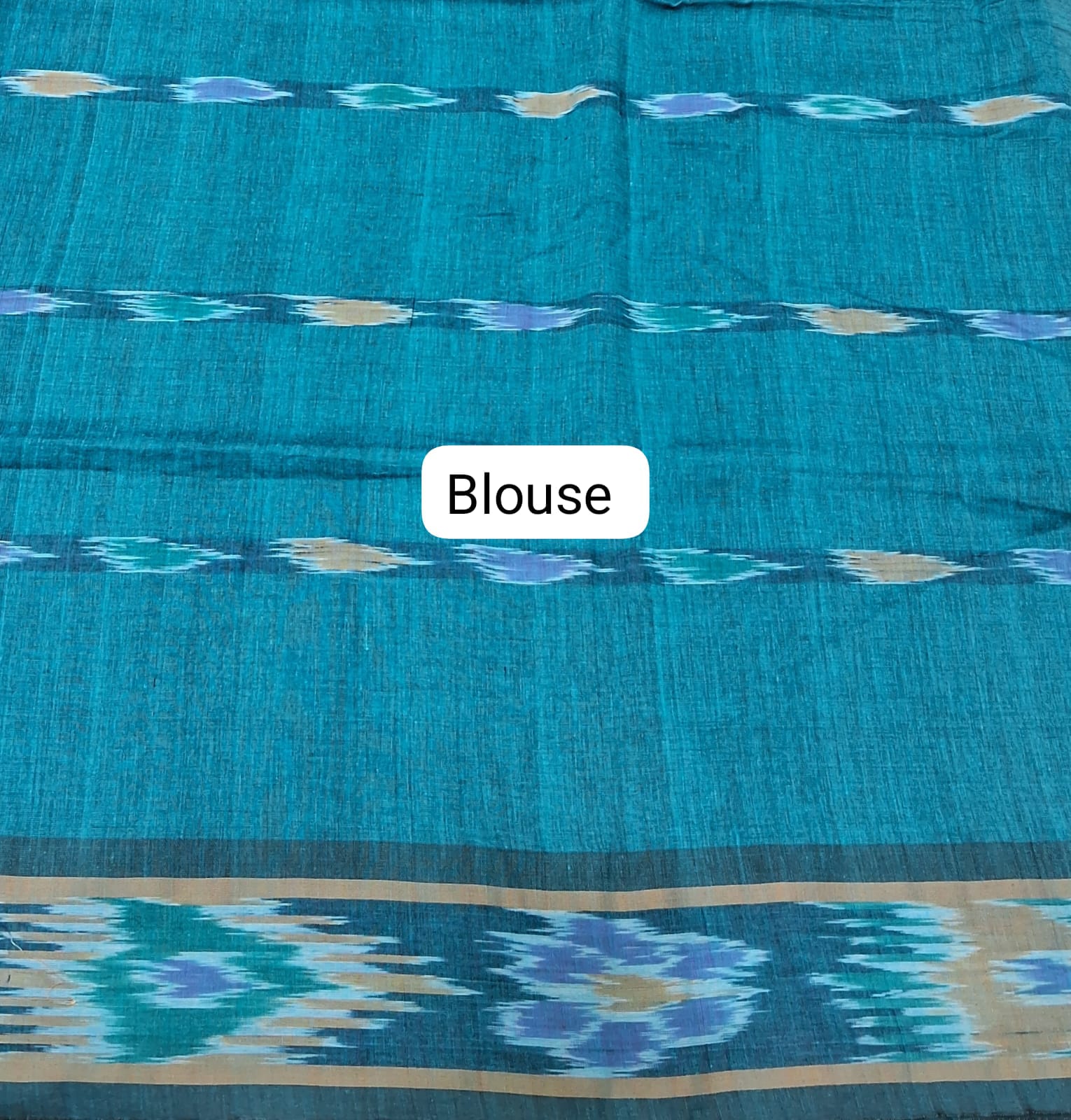 Caribbean Blue Khadhi Cotton Saree blouse