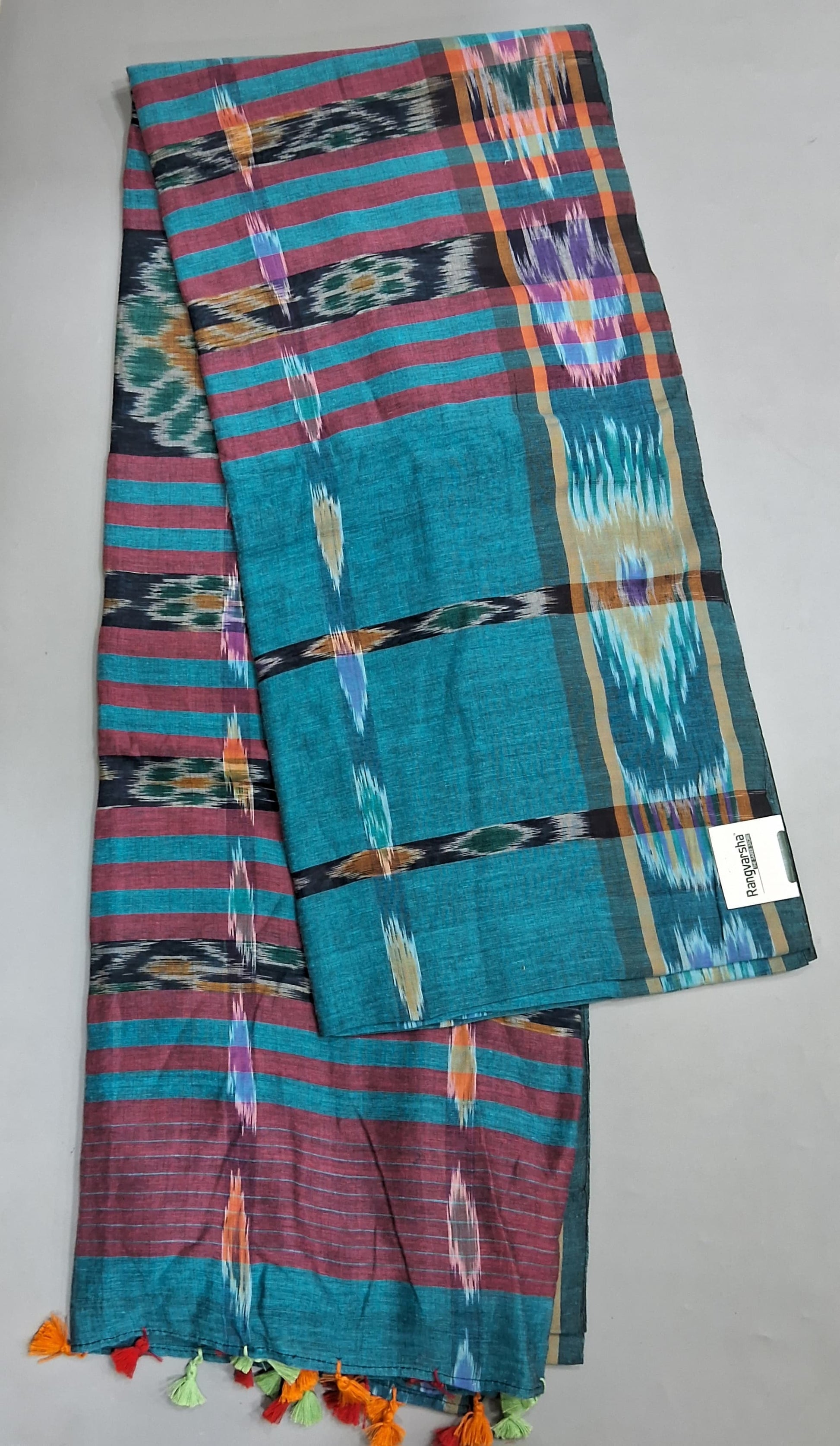 Caribbean Blue Khadhi Cotton Saree