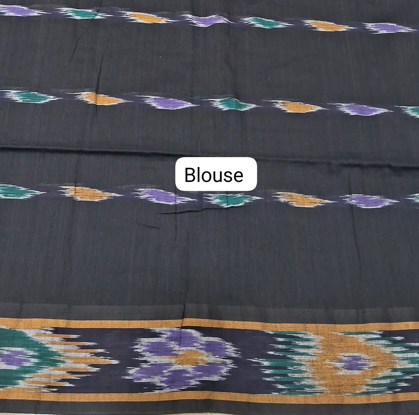 Black Khadhi Cotton Saree blouse