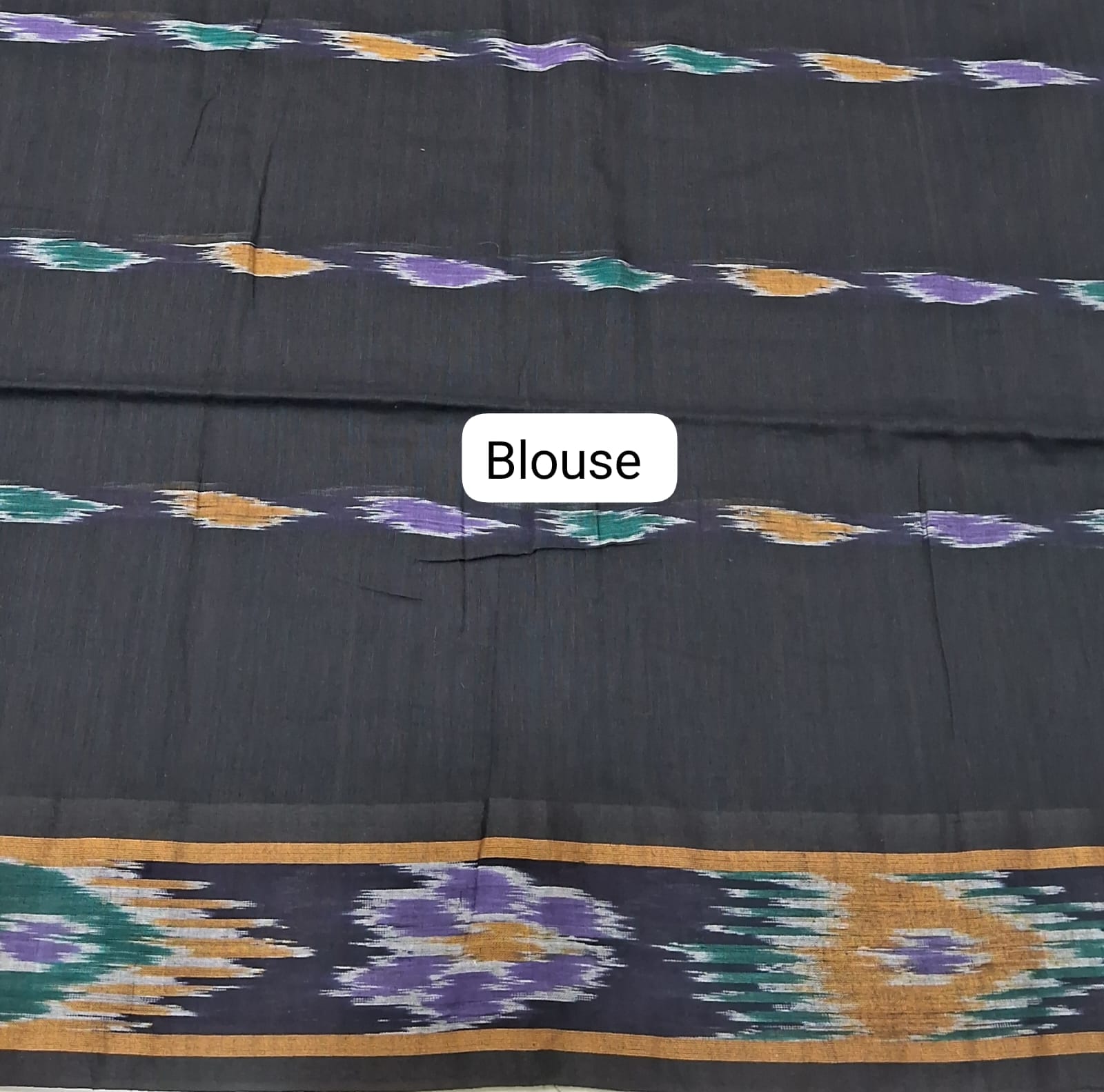 Black Khadhi Cotton Saree blouse