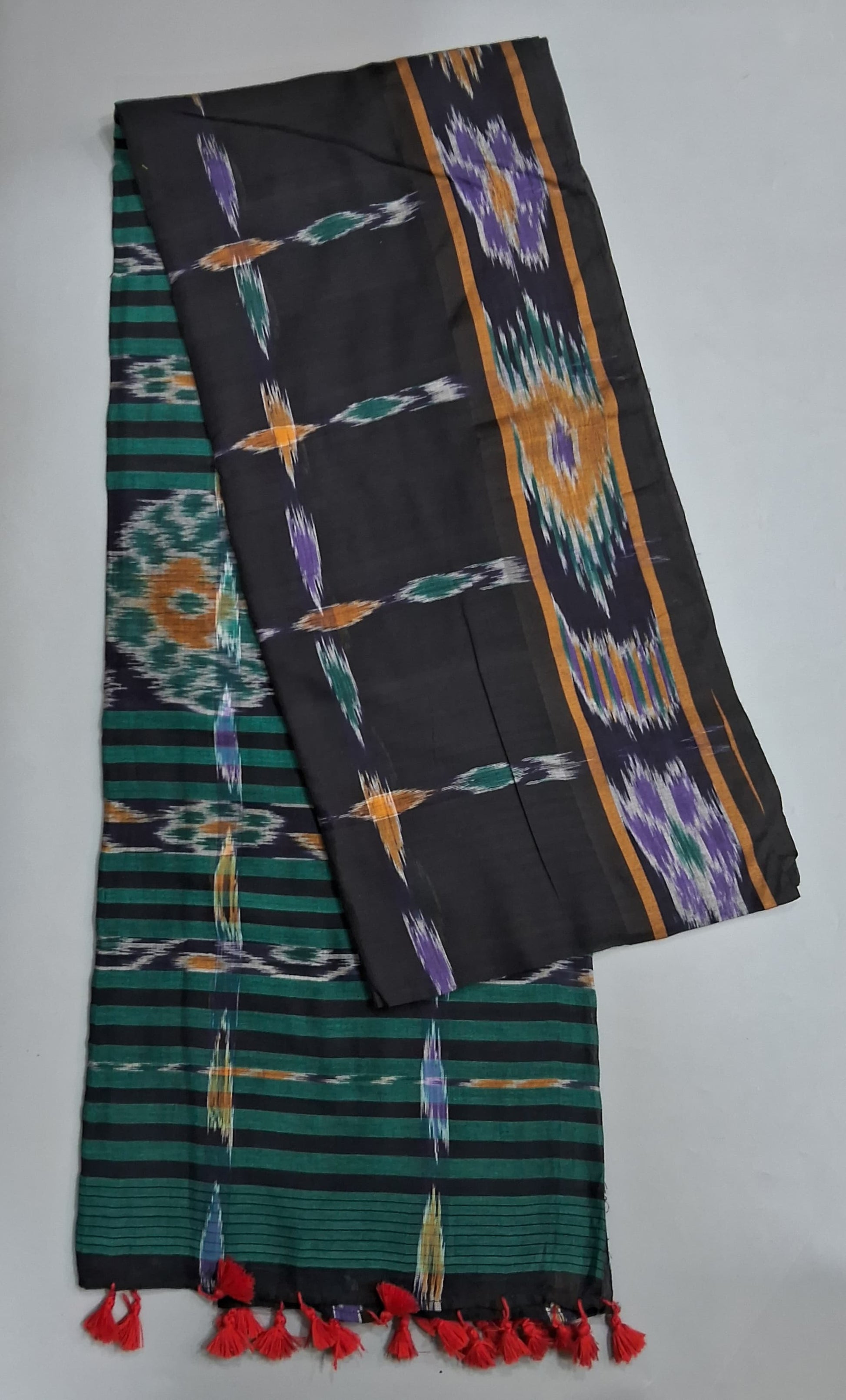 Black Khadhi Cotton Saree