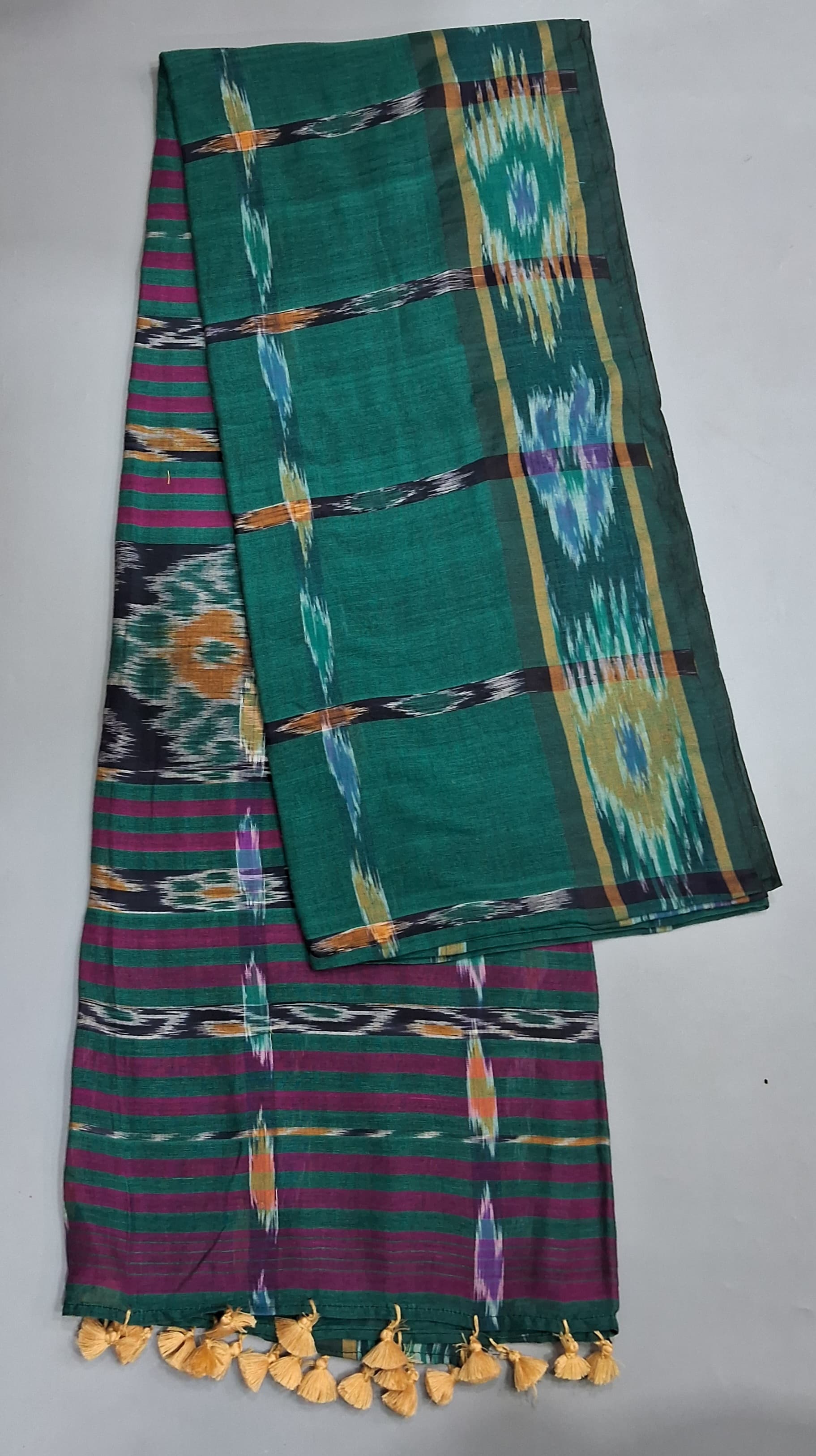 Bottle Green Khadhi Cotton Saree