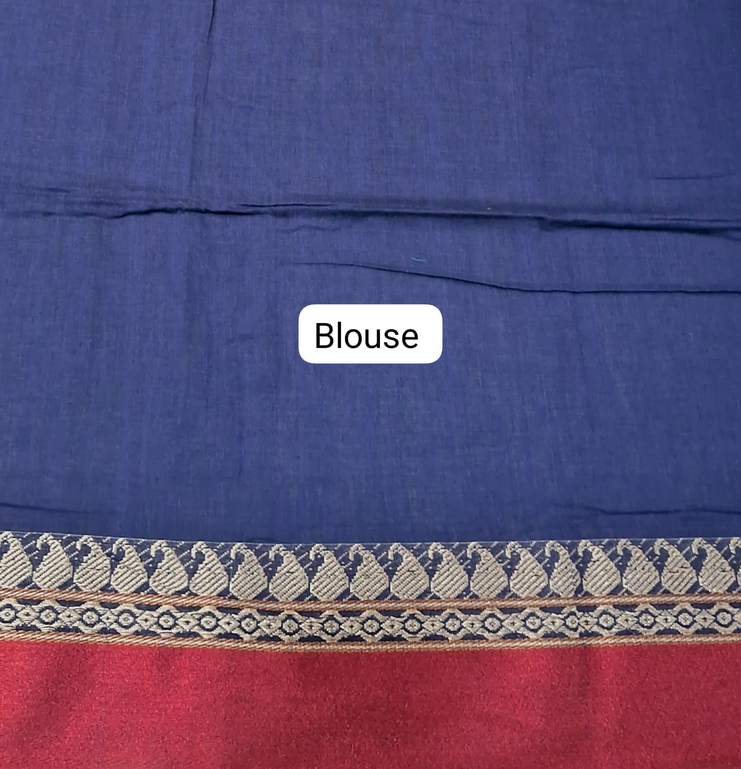 Blue Plain Khadhi Cotton Saree Blouse
