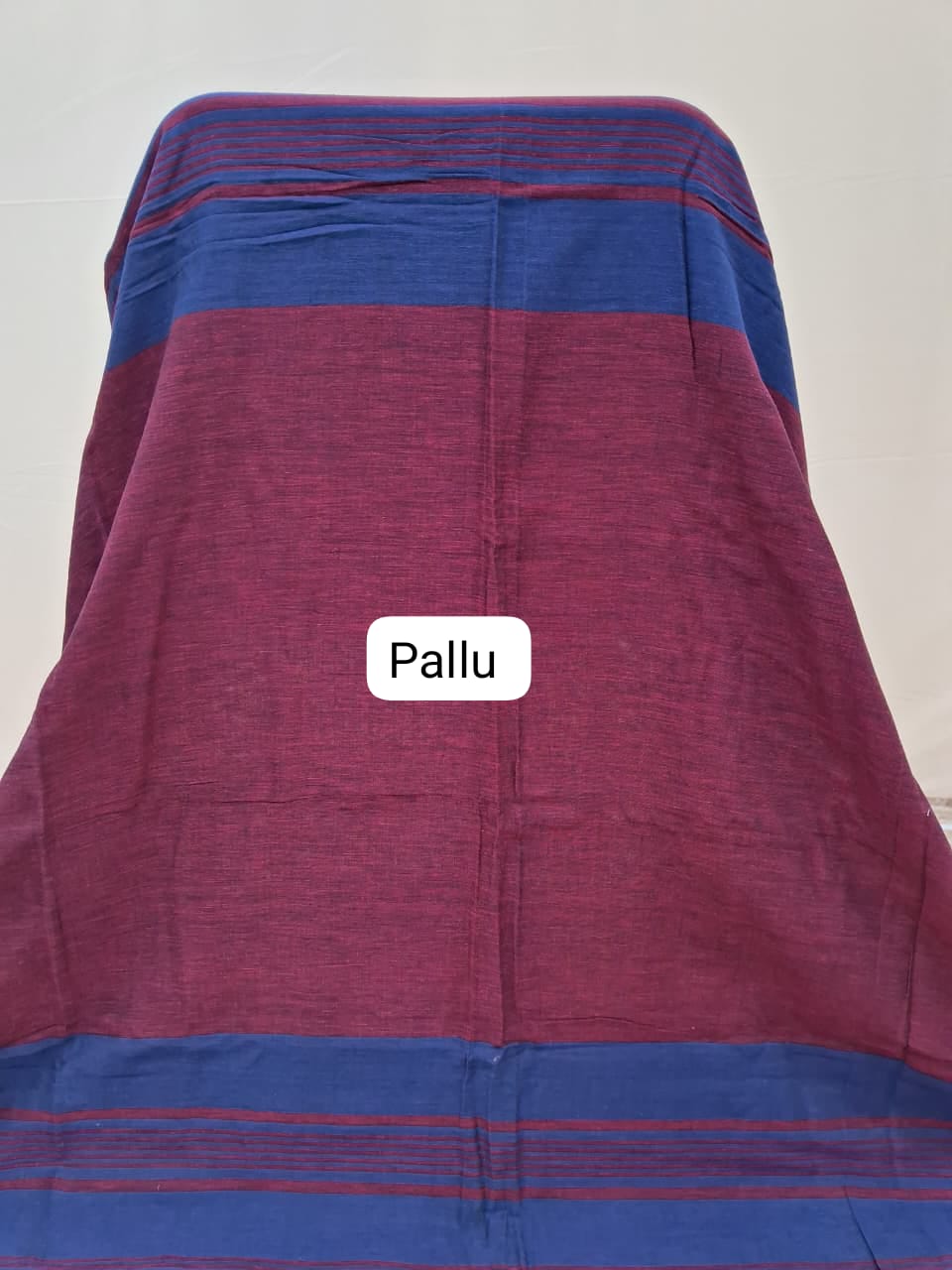 Blue Plain Khadhi Cotton Saree Pallu