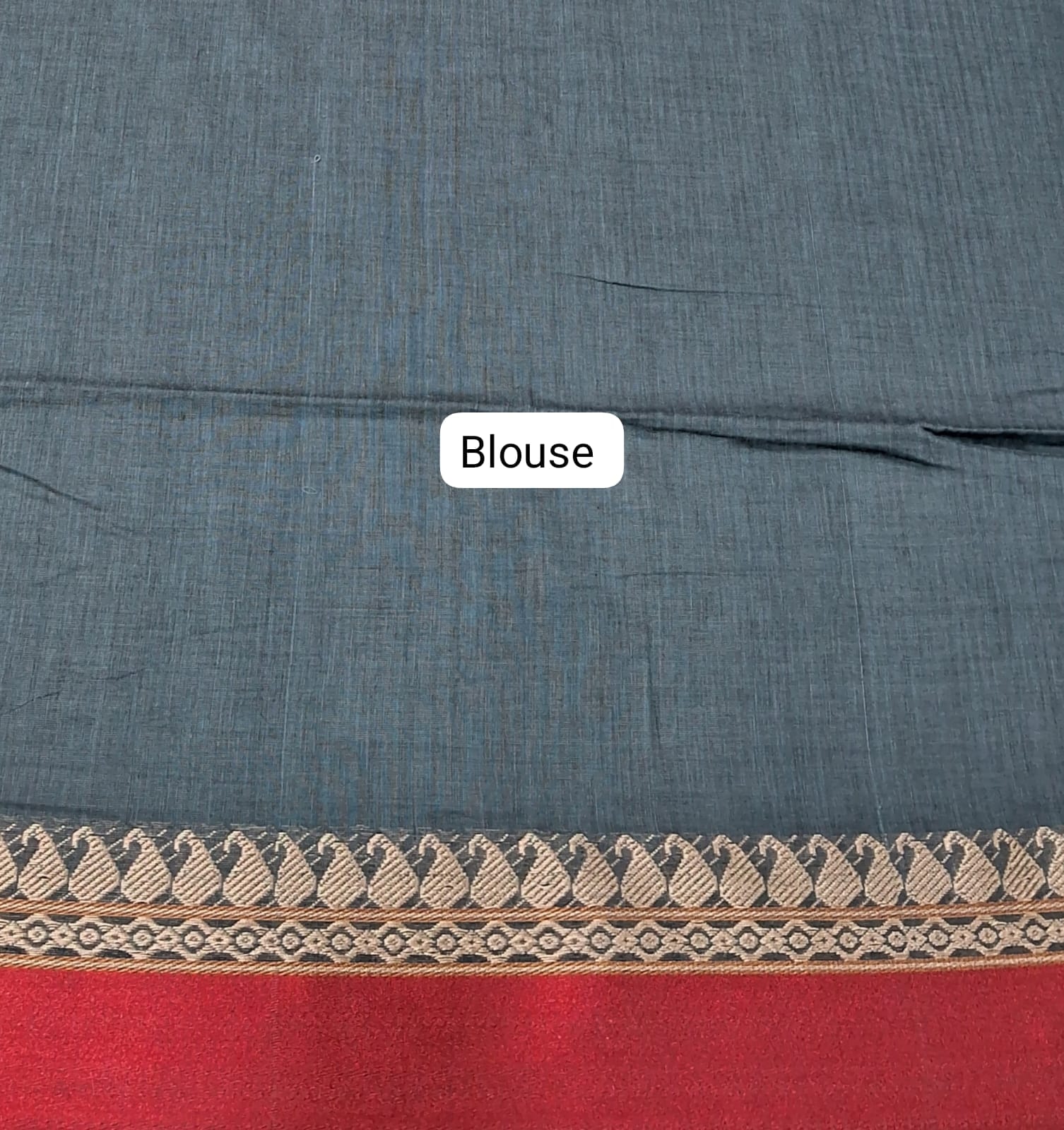 Elephant Grey Plain Khadhi Cotton Saree blouse