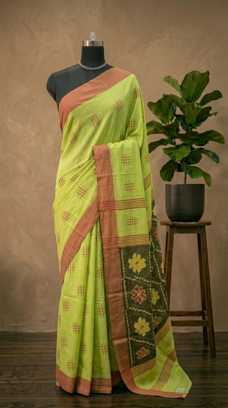 Elegant Lemon Yellow Khadhi Saree 