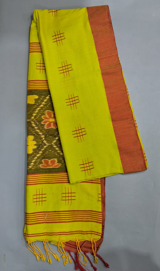 Lemon Yellow Khadhi Cotton Saree