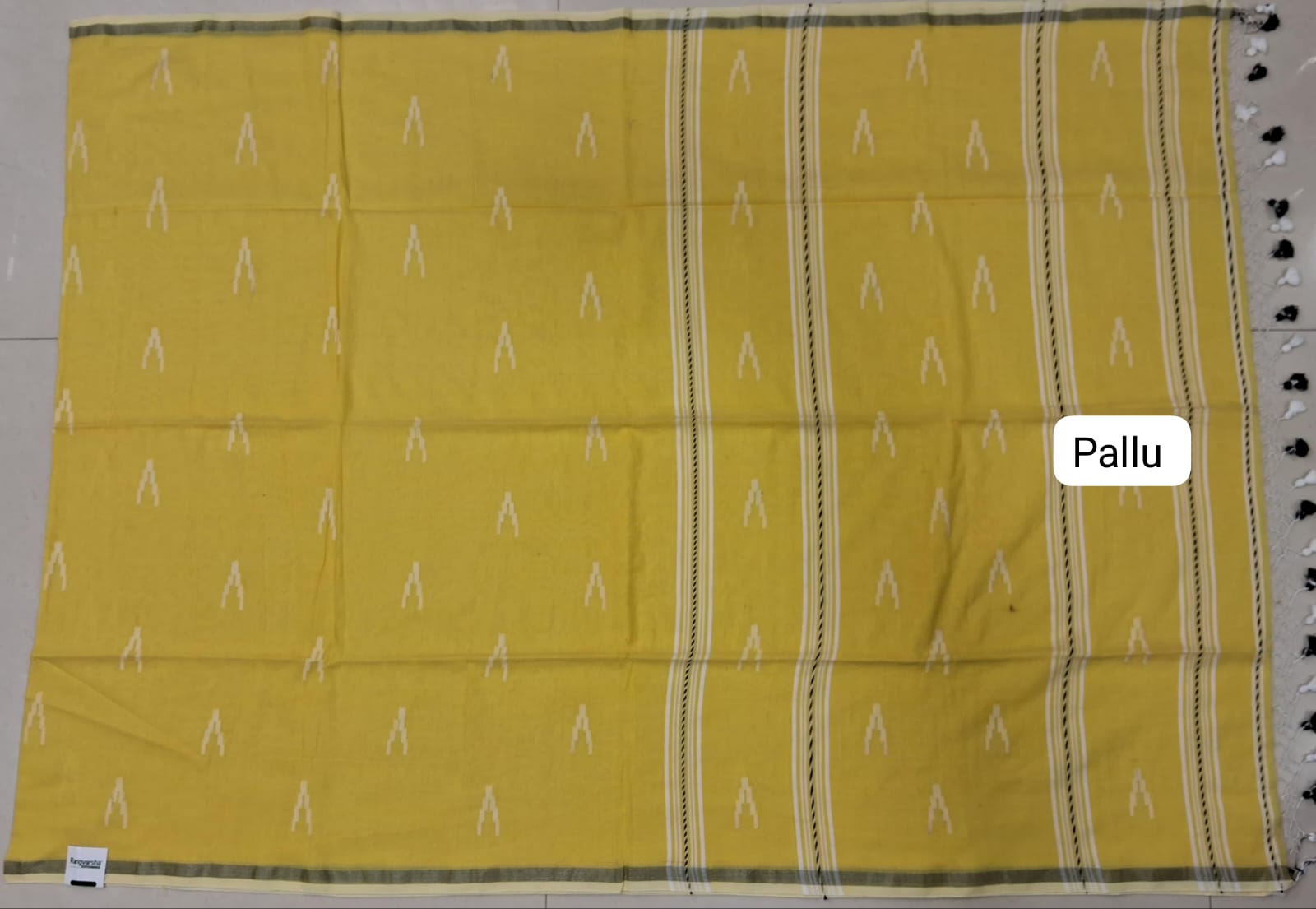Lemon Yellow Khadhi Cotton Saree pallu