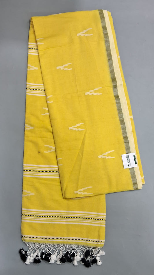 Lemon Yellow Khadhi Cotton Saree