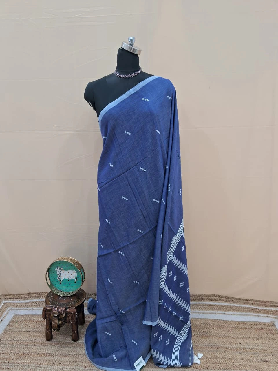 Greyish blue Khadhi Cotton Saree 
