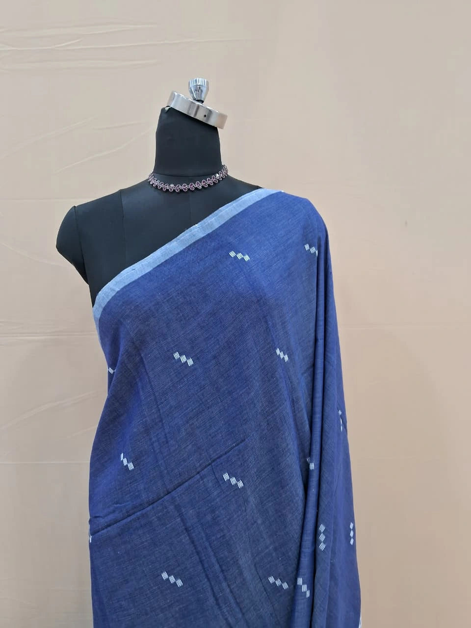 Greyish blue Khadhi Cotton Saree 1