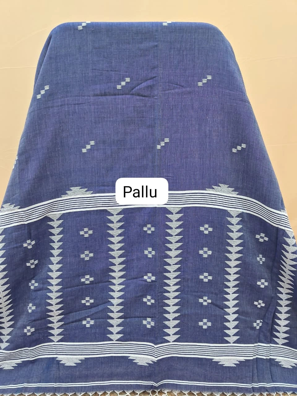 Greyish blue Khadhi Cotton Saree Pallu