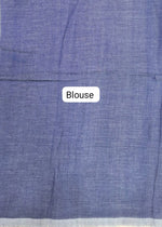 Greyish blue Khadhi Cotton Saree Blouse