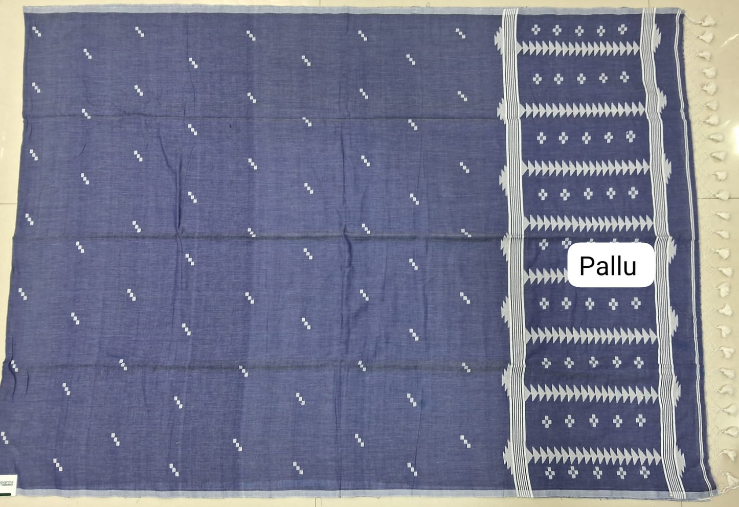 Greyish blue Khadhi Cotton Saree pallu