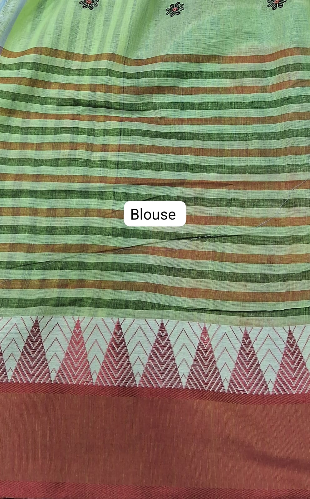Pista Green Khadhi Cotton Saree blouse
