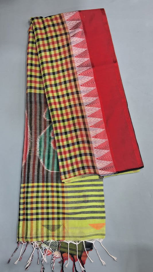 Pista Green Khadhi Cotton Saree