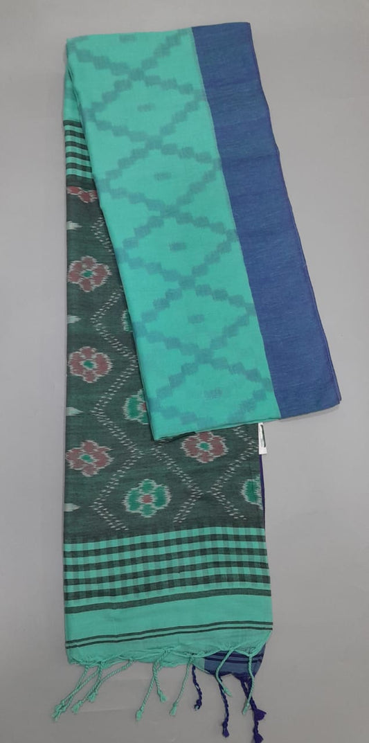 Sea Green Khadi Cotton Saree